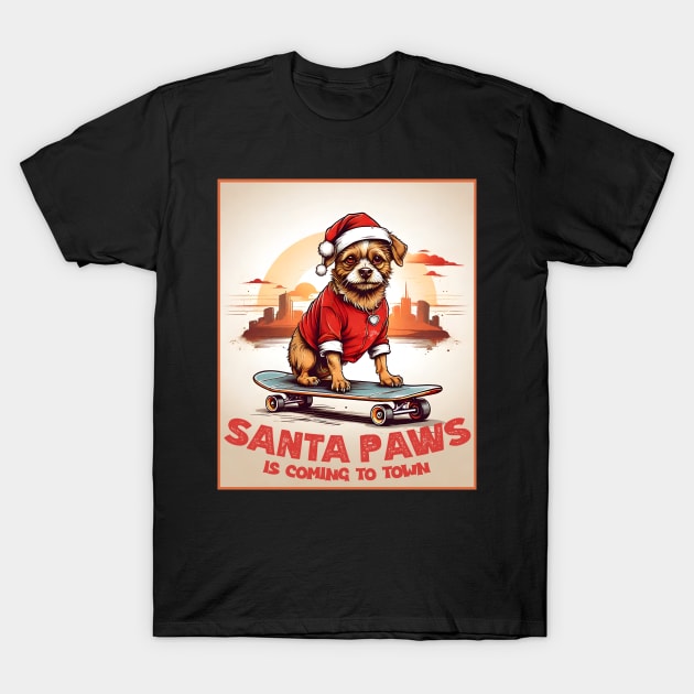 Santa Paws Is Coming To Town T-Shirt by Merch Manias